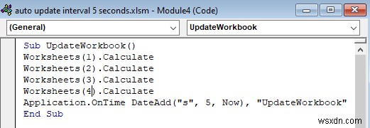 วิธีการอัปเดตอัตโนมัติด้วยช่วงเวลา 5 วินาทีใน Excel