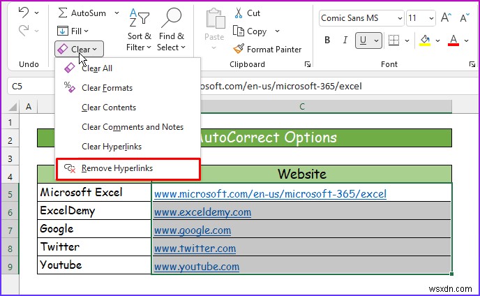 [แก้ไข]:ลบไฮเปอร์ลิงก์ที่ไม่แสดงใน Excel (2 โซลูชัน)