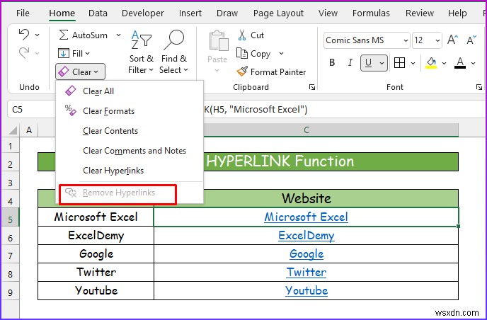 [แก้ไข]:ลบไฮเปอร์ลิงก์ที่ไม่แสดงใน Excel (2 โซลูชัน)