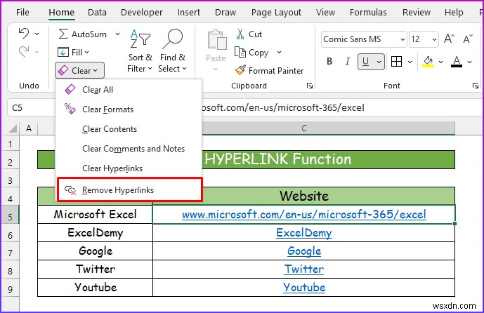 [แก้ไข]:ลบไฮเปอร์ลิงก์ที่ไม่แสดงใน Excel (2 โซลูชัน)