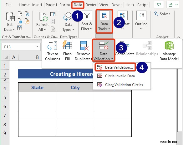 วิธีสร้างลำดับชั้นของเมืองและรหัสไปรษณีย์ใน Excel