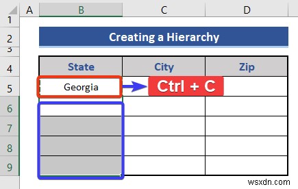 วิธีสร้างลำดับชั้นของเมืองและรหัสไปรษณีย์ใน Excel