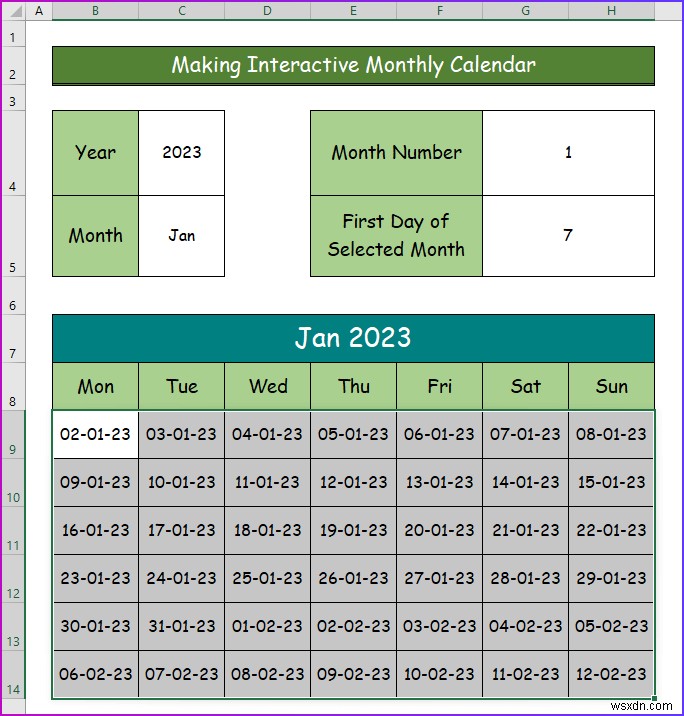 วิธีการสร้างปฏิทินเชิงโต้ตอบใน Excel (2 วิธีง่ายๆ)