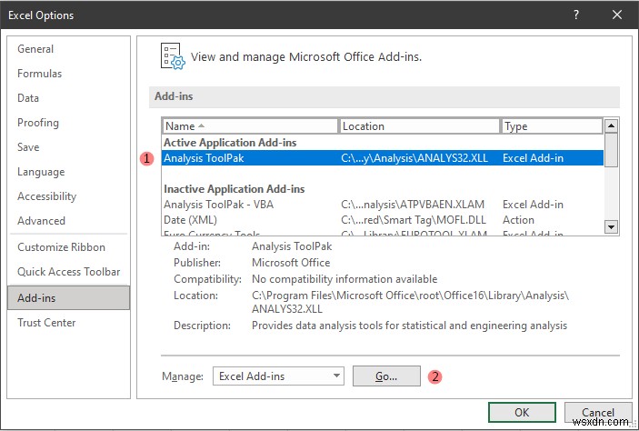 วิธีการติดตั้งการวิเคราะห์ข้อมูลใน Excel