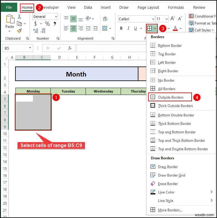 วิธีการสร้างปฏิทินเปล่าใน Excel (ดาวน์โหลดเทมเพลตฟรี)