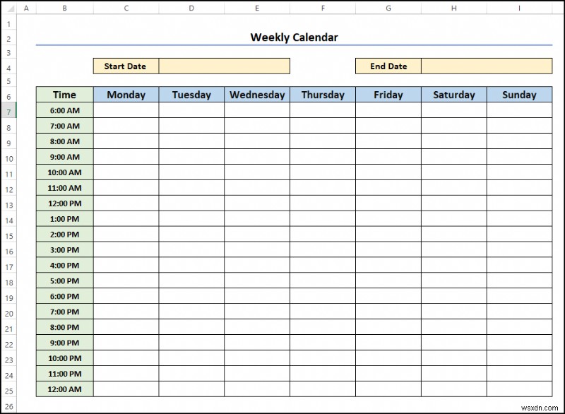 วิธีการสร้างปฏิทินเปล่าใน Excel (ดาวน์โหลดเทมเพลตฟรี)