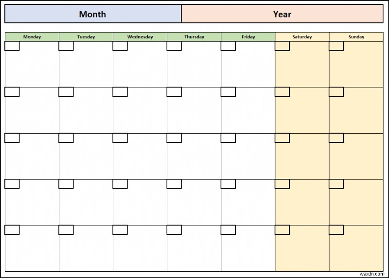 วิธีการสร้างปฏิทินเปล่าใน Excel (ดาวน์โหลดเทมเพลตฟรี)