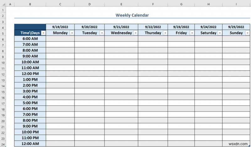 วิธีสร้างปฏิทินรายสัปดาห์ใน Excel (3 วิธีที่เหมาะสม)