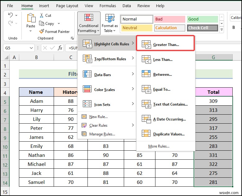 วิธีการกรองตามสีโดยใช้การจัดรูปแบบตามเงื่อนไขใน Excel