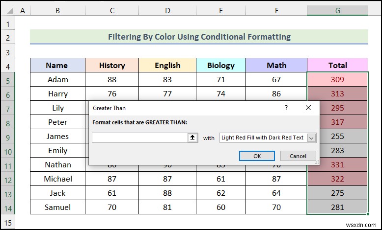 วิธีการกรองตามสีโดยใช้การจัดรูปแบบตามเงื่อนไขใน Excel