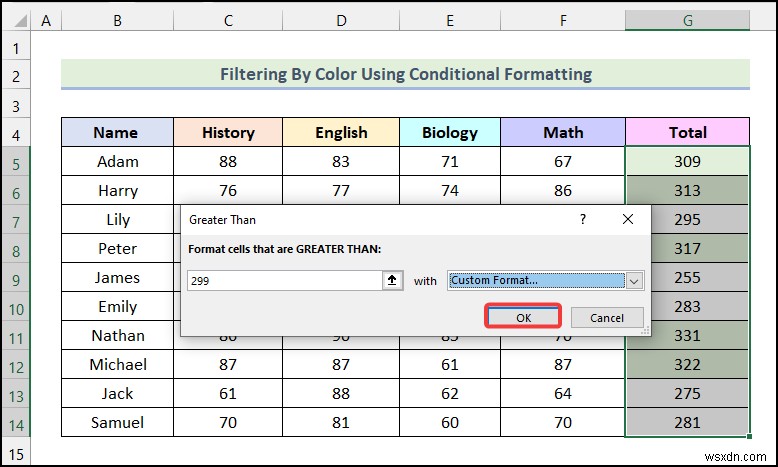 วิธีการกรองตามสีโดยใช้การจัดรูปแบบตามเงื่อนไขใน Excel