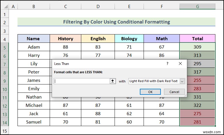 วิธีการกรองตามสีโดยใช้การจัดรูปแบบตามเงื่อนไขใน Excel