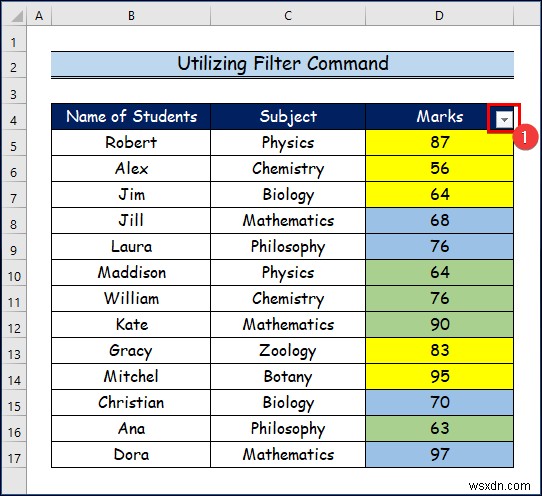 วิธีการกรองตามสีของเซลล์ใน Excel (2 วิธีง่ายๆ)