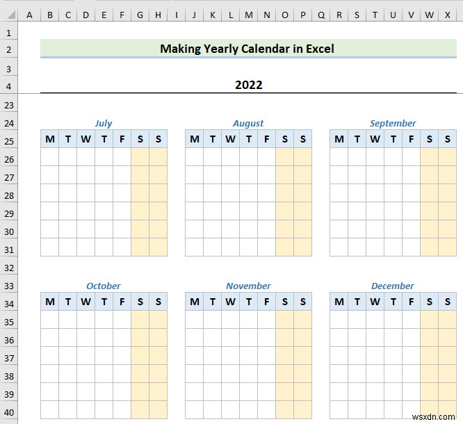 วิธีการสร้างปฏิทินใน Excel โดยไม่มีเทมเพลต (2 ตัวอย่าง)