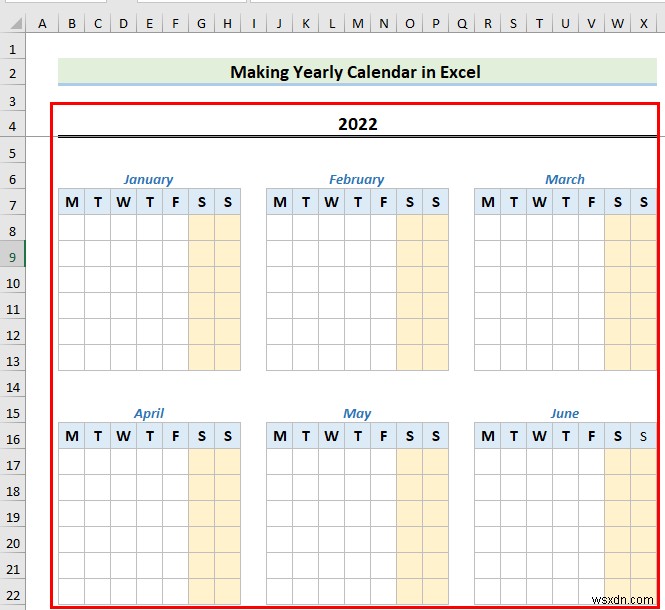 วิธีการสร้างปฏิทินใน Excel โดยไม่มีเทมเพลต (2 ตัวอย่าง)