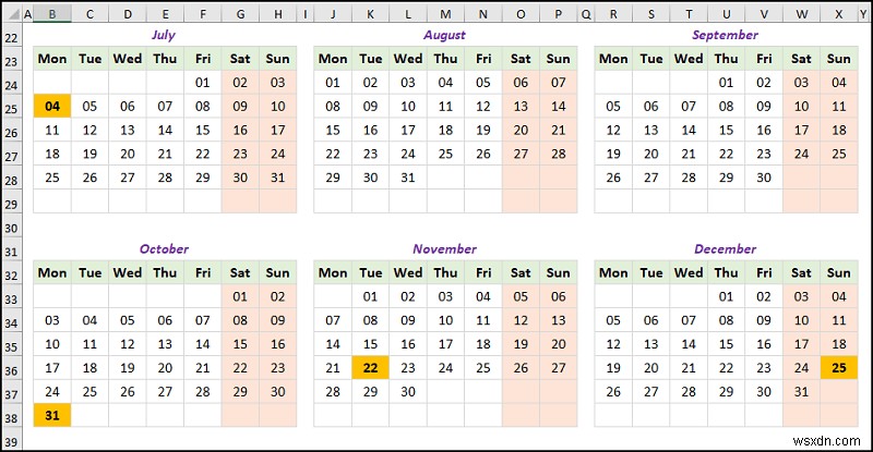 วิธีสร้างปฏิทินรายปีใน Excel (ด้วยขั้นตอนง่ายๆ)