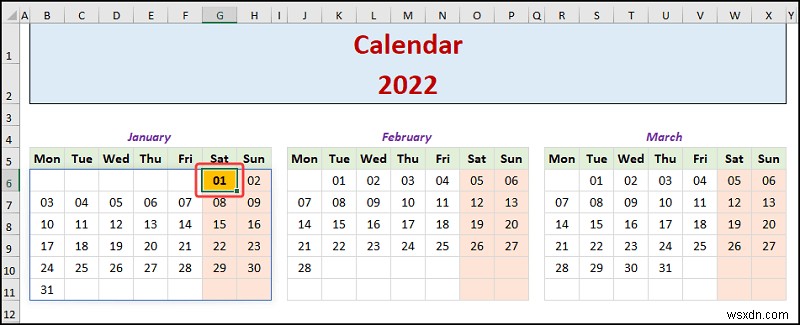 วิธีสร้างปฏิทินรายปีใน Excel (ด้วยขั้นตอนง่ายๆ)