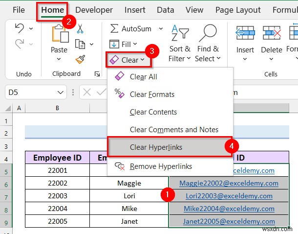 วิธีลบลิงก์อีเมลใน Excel (7 วิธีด่วน)