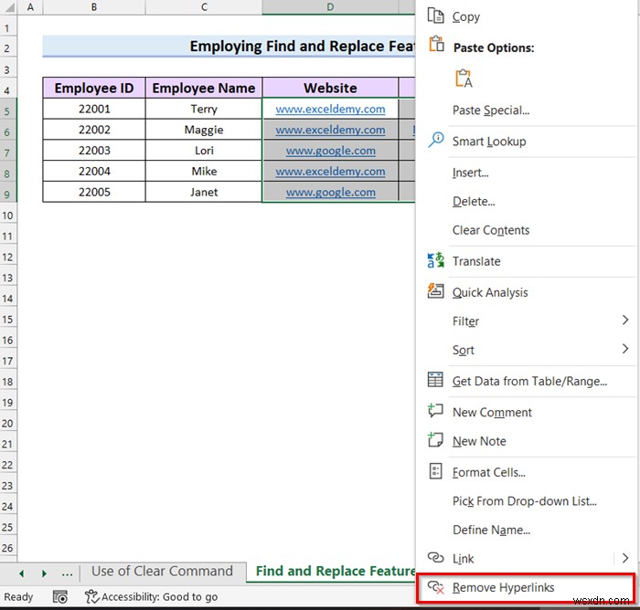 วิธีลบลิงก์อีเมลใน Excel (7 วิธีด่วน)