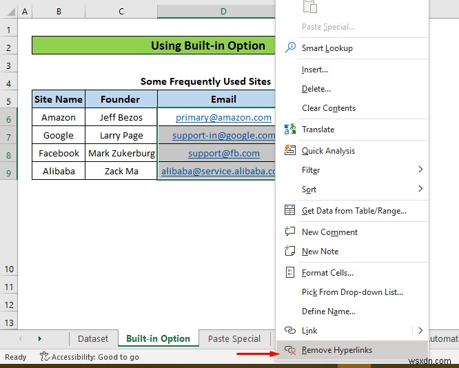 วิธีการลบไฮเปอร์ลิงก์ทั้งหมดใน Excel (5 วิธี)