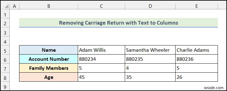 วิธีใช้คุณลักษณะข้อความเป็นคอลัมน์พร้อม Carriage Return ใน Excel