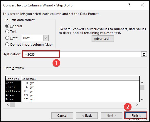 วิธีการแปลงข้อความเป็นคอลัมน์โดยไม่ต้องเขียนทับใน Excel