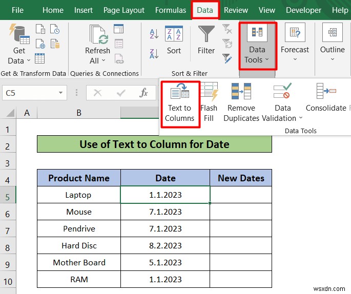 วิธีใช้ข้อความเป็นคอลัมน์ใน Excel สำหรับวันที่ (ด้วยขั้นตอนง่ายๆ)
