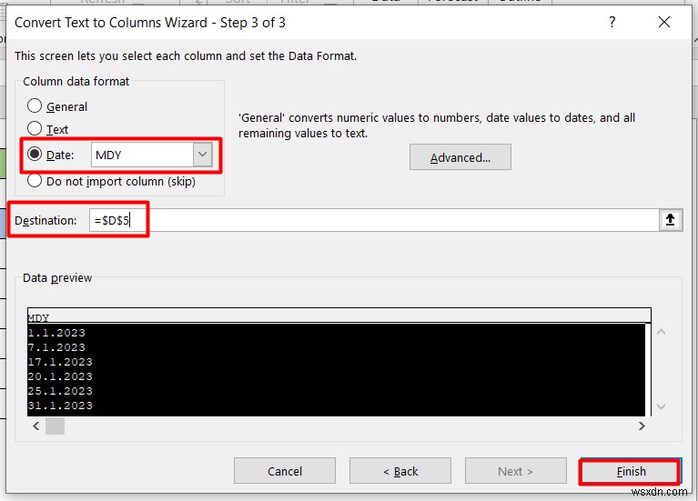 วิธีใช้ข้อความเป็นคอลัมน์ใน Excel สำหรับวันที่ (ด้วยขั้นตอนง่ายๆ)