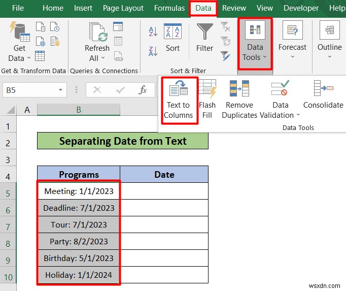 วิธีใช้ข้อความเป็นคอลัมน์ใน Excel สำหรับวันที่ (ด้วยขั้นตอนง่ายๆ)