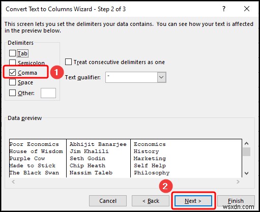 วิธีการแปลงข้อความเป็นคอลัมน์ด้วยตัวคั่นหลายตัวใน Excel