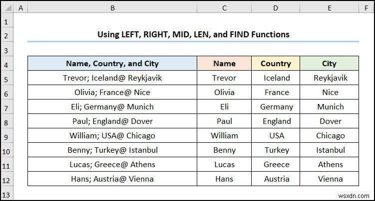 วิธีการแปลงข้อความเป็นคอลัมน์ด้วยตัวคั่นหลายตัวใน Excel