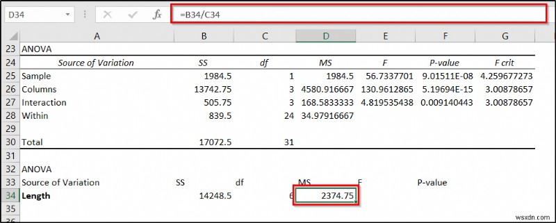 ANOVA ที่ซ้อนกันใน Excel (การวิเคราะห์โดยละเอียดพร้อมตัวอย่าง)