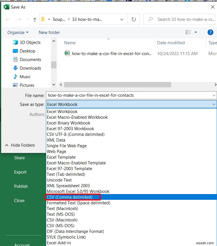 วิธีการสร้างไฟล์ CSV ใน Excel สำหรับผู้ติดต่อ (ด้วยขั้นตอนง่ายๆ)