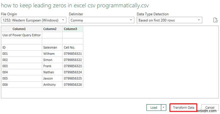 วิธีรักษาค่าศูนย์นำหน้าใน Excel CSV โดยทางโปรแกรม
