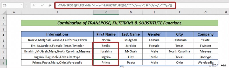 วิธีแยกข้อความเป็นคอลัมน์โดยอัตโนมัติด้วยสูตรใน Excel