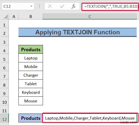 วิธีการแปลงคอลัมน์เป็นข้อความด้วยตัวคั่นใน Excel