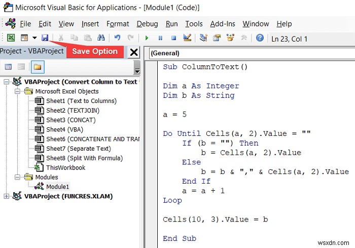 วิธีการแปลงคอลัมน์เป็นข้อความด้วยตัวคั่นใน Excel