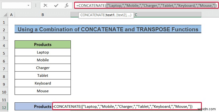 วิธีการแปลงคอลัมน์เป็นข้อความด้วยตัวคั่นใน Excel