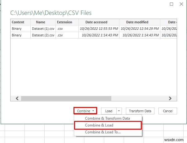 วิธีการรวมไฟล์ CSV หลายไฟล์เป็นสมุดงานเดียวใน Excel