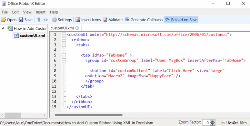 วิธีการเพิ่ม Ribbon แบบกำหนดเองโดยใช้ XML ใน Excel