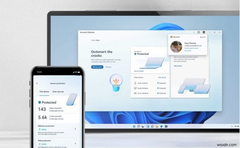 นี่คือตัวอย่างแอป Microsoft Defender ใหม่สำหรับ Windows 11 และ Android