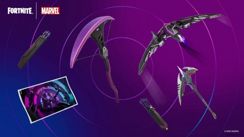 Fortnite เพิ่มเครื่องร่อนรูปแบบใหม่เป็นส่วนหนึ่งของเนื้อหา Disney Plus Marvels Hawkeye