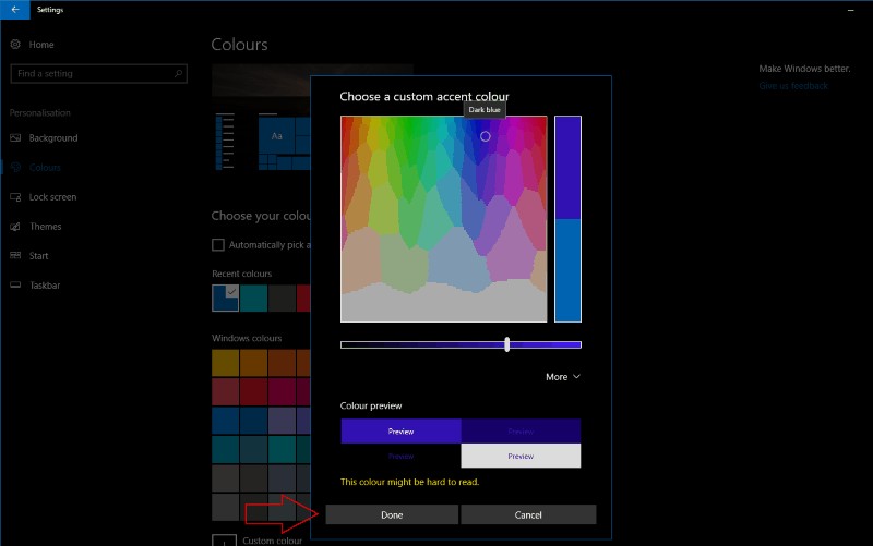 วิธีตั้งค่าสีเน้นเสียงของคุณเองใน Windows 10 Creators Update 