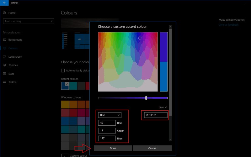 วิธีตั้งค่าสีเน้นเสียงของคุณเองใน Windows 10 Creators Update 