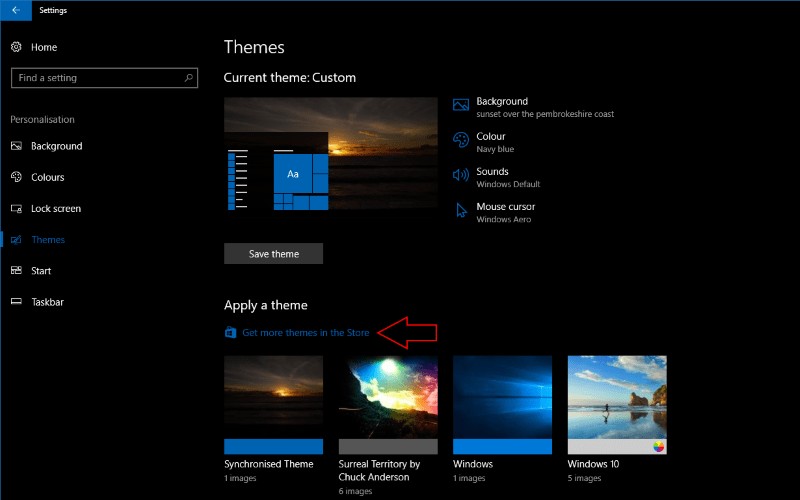 วิธีการติดตั้งธีมจาก Windows Store ใน Windows 10