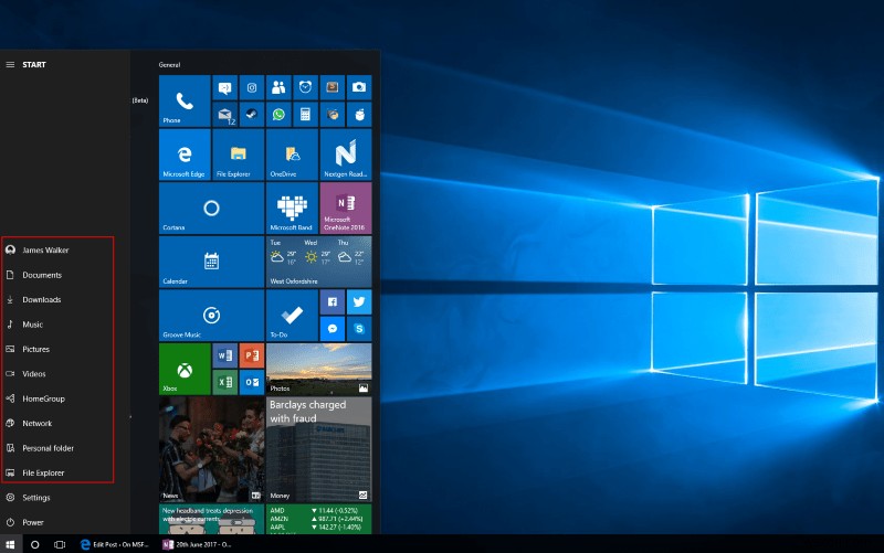 วิธีปรับแต่งทางลัดโฟลเดอร์ในเมนูเริ่มของ Windows 10