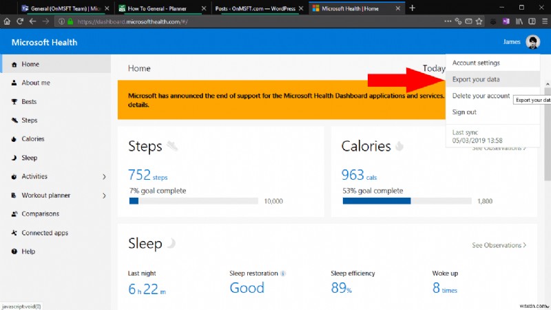 วิธีการส่งออกข้อมูลจาก Microsoft Health ตอนนี้กำลังจะปิดแล้ว