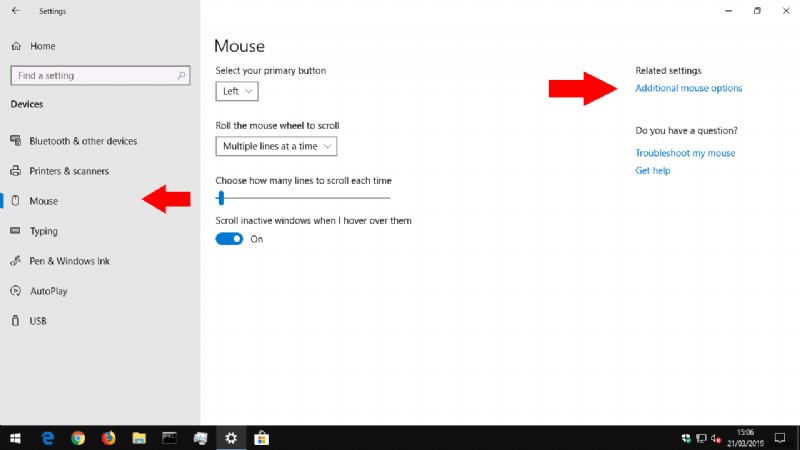 วิธีเปลี่ยนการตั้งค่าเมาส์ใน Windows 10