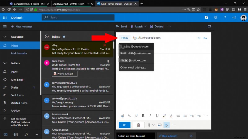 วิธีสร้างนามแฝงอีเมลสำหรับบัญชี Outlook.com ของคุณ