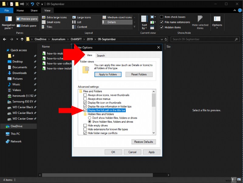 วิธีทำให้ Windows 10 File Explorer แสดงเส้นทางไดเรกทอรีแบบเต็มในแถบชื่อเรื่อง